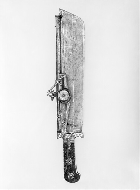Hunting knife combined with wheellock pistol