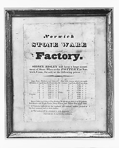 Advertisement for Norwich Stone Ware Factory
