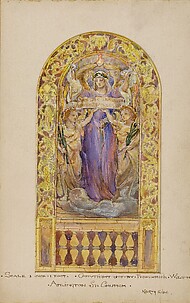 Design for beatitude stained glass window for Arlington Street Church, Boston