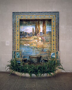 Fountain base for mosaic wall mural