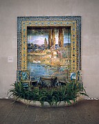 Fountain base for mosaic wall mural