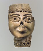 Head of a female wearing a necklace originally filled with colored paste and gold