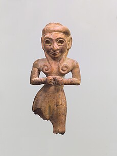 Furniture element: bull-man with Hathor-style curls