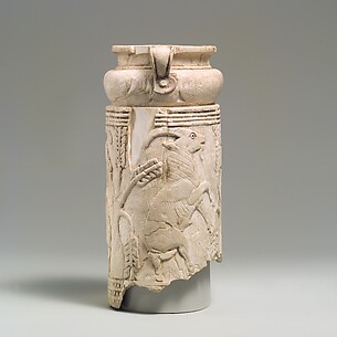 Levantine vessel with rampant goats and olive trees