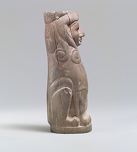 Furniture support: female sphinx with Hathor-style curls