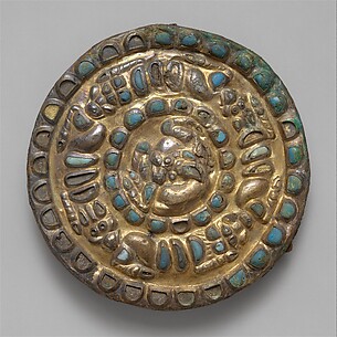 Roundel with a horned animal, lions, and griffins