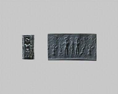 Cylinder seal: Master of Animals with lions and antelope
