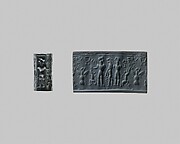 Cylinder seal: Master of Animals with lions and antelope