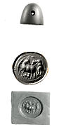 Conoid stamp seal: lions (?) attacking cow suckling calf