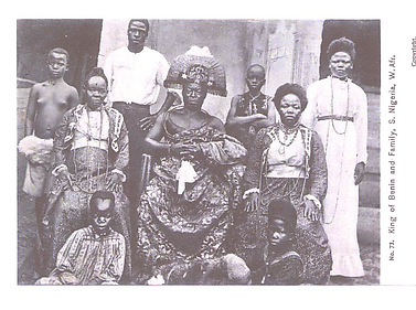 The king of Benin and family (Oba Ovonrramwen Nogbaisi, r. 1888-1914)