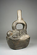 Stirrup Spout Bottle with Figures