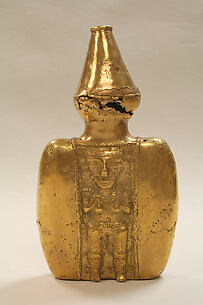 Gold Lime Container with Figure
