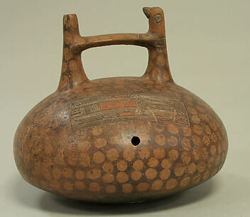 Double Spout and Bridge Bottle with Bird