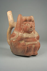 Stirrup Spout Bottle with Figure
