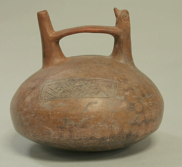 Double Spout and Bridge Bottle with Chevron Design