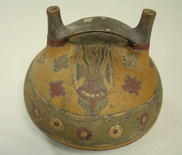 Double Spout and Bridge Bottle with Snake