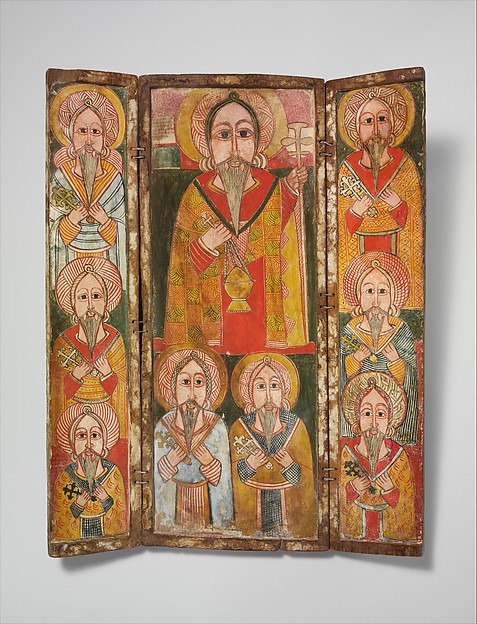 Icon Triptych: Ewost' atéwos and Eight of His Disciples