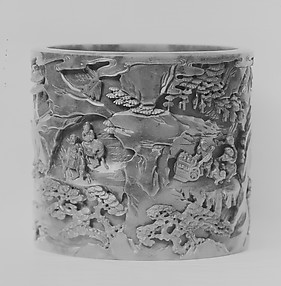 Brush Holder with Tribute Scene