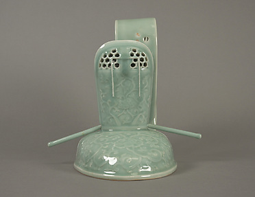 Incense Burner in the Shape of a Courtier’s Cap with Design of Scrolling Peonies