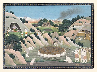 The Monkey King Vali's Funeral Pyre; from a Ramayana series

