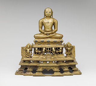 Svetambara Enthroned Jina, with Attendant Yaksha and Yakshi