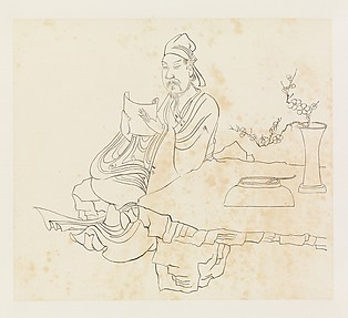Gentleman Seated at a Stone Table, after Chen Hongshou
