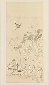 Butterflies, Bird, Lotus, and Rock, after Chen Hongshou