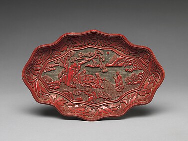 Oval Dish with Immortals Playing Weiqi



