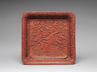 Tray with Rock, Pheasants, and Peonies

