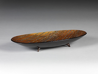 Footed Tray with Stylized Waves

