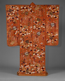 Outer Robe (Uchikake) with Fans and Flowers