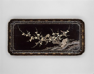 Tray with Flowering Plum and Birds