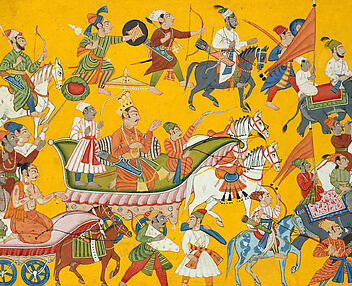 King Dasaratha and His Retinue Proceed to Rama's Wedding: Folio from the Shangri II Ramayana Series