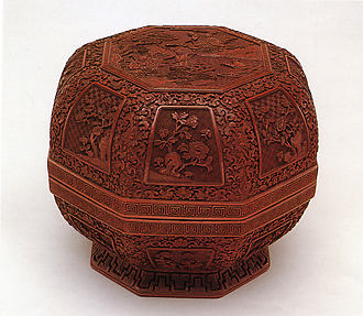 Octagonal Box with Scene of Immortals and Vignettes of Flowers