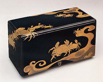 Box of Five Trays with Decoration of Crabs and Waves