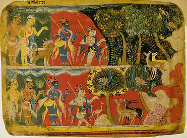 Krishna and Balarama Taking the Cattle to Graze: Folio from a Bhagavata Purana Manuscript