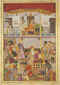 Jahangir Receives Prince Khurram at Ajmer on His Return from the Mewar Campaign: Page from the Windsor Padshahnama



