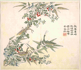 Bamboo and Mantis, Leaf from the Mustard Seed Garden Painting Manual, part 3

