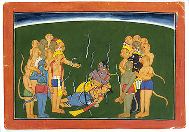 Rama and Lakshmana Bound by Indrajit's Serpent Arrows