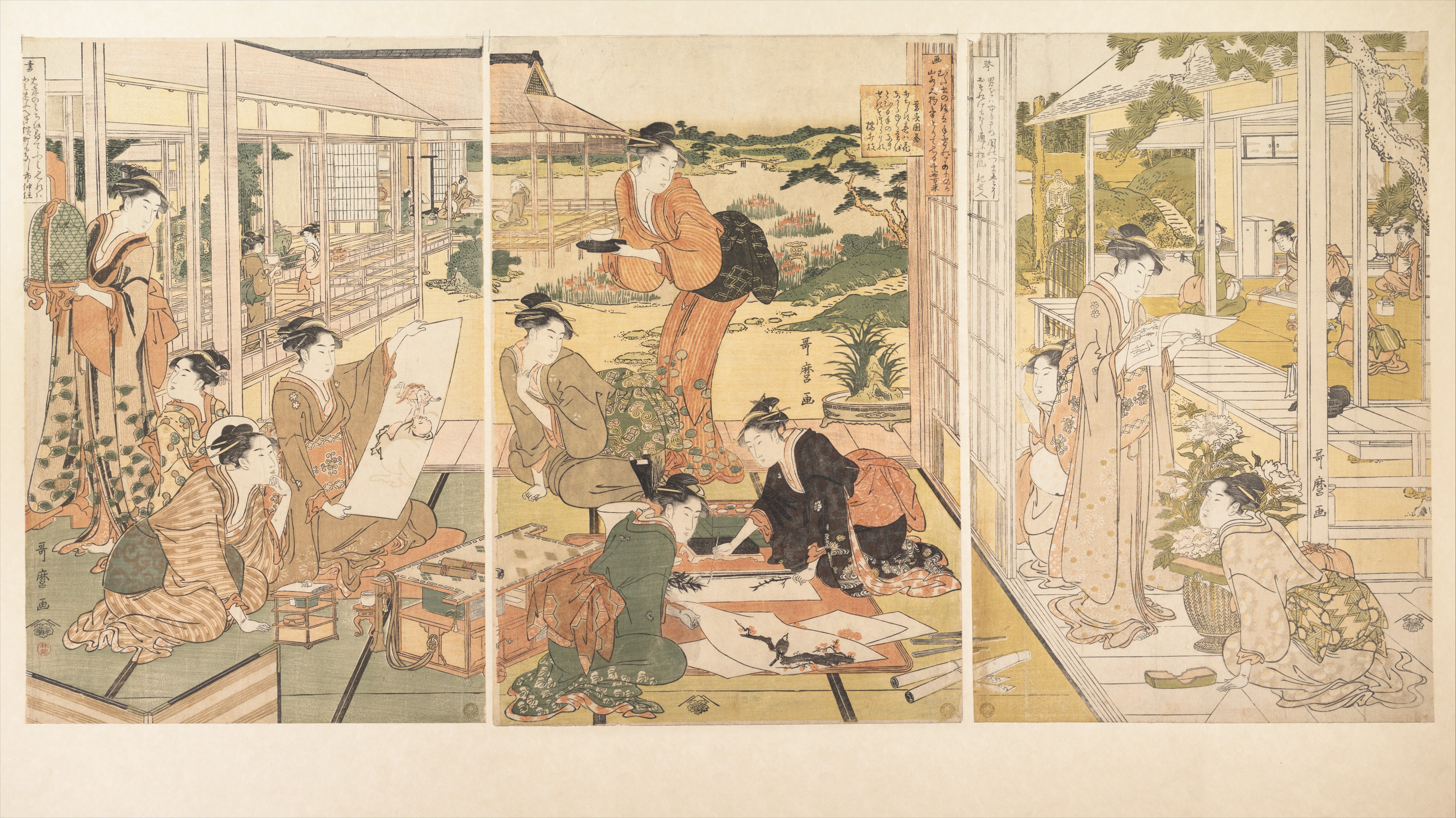 Kitagawa Utamaro The Four Elegant Accomplishments Kin Ki Sho Ga Japan Edo Period 1615