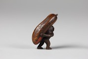 Netsuke Of Monkey Carrying A Cucumber On His Back Japan Edo