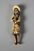 Netsuke of Dutchman Holding a Cock in His Arms