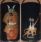Case (Inrō) with Design of a Suit of Armor (obverse); Flasks for Boys Festival (reverse)