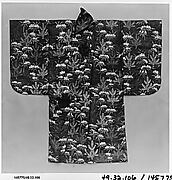 Noh Robe with Pattern of Young Pines and Snow-Covered Bamboo on a Red Ground