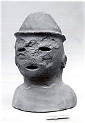 Head of a Male Haniwa Figure with Headdress