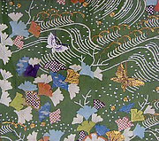 Piece from a Kosode with Ginkgo Leaves, Waves, and Butterflies