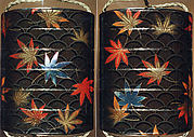 Case (Inrō) with Design of Maple Leaves on Conventionalized Waves