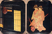 Case (Inrō) with Painting of Courtesan at Night (obverse); House Gate (reverse)