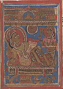 Trisala on Her Couch (left) / The Goddess Sri, One of the Fourteen Lucky Dreams (right); Page from a Dispersed Kalpa Sutra (Jain Book of Rituals)