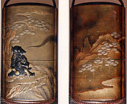 Case (Inrō) with Design of Sage Seated on Rocks beside a Tree, Exhaling His Spirit (obverse); His Spirit Walking on Air (reverse)